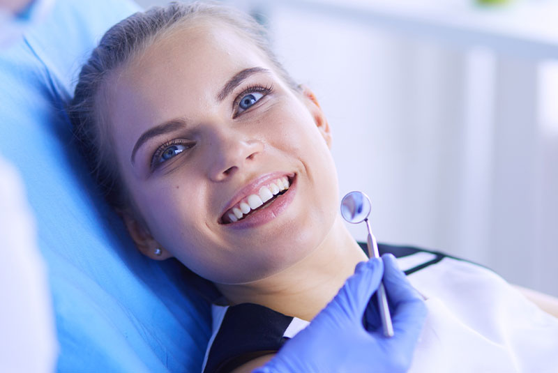 female patient in the dental procedure room
